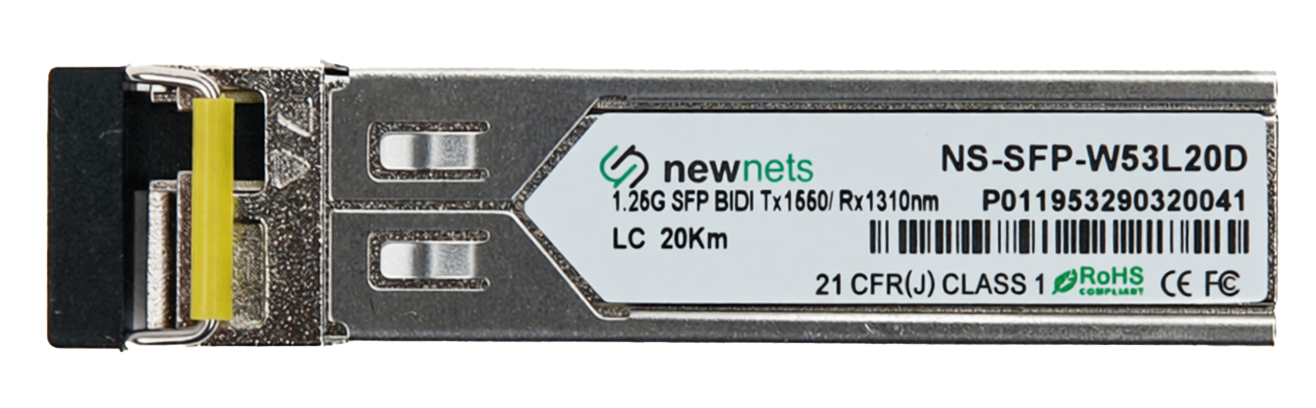 Оптический трансивер NS-SFP-1.25G-W53L20D, 1.25G Tx/Rx: 1550/1310nm 20km LC, DDM