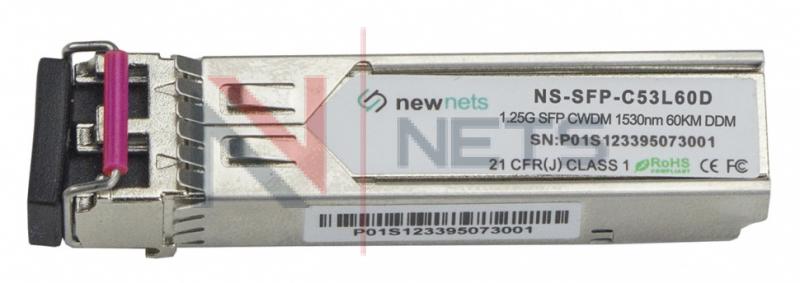 Оптический трансивер NS-SFP 1.25G CWDM, длина волны 1530nm, дальность 60km, LC, DDM