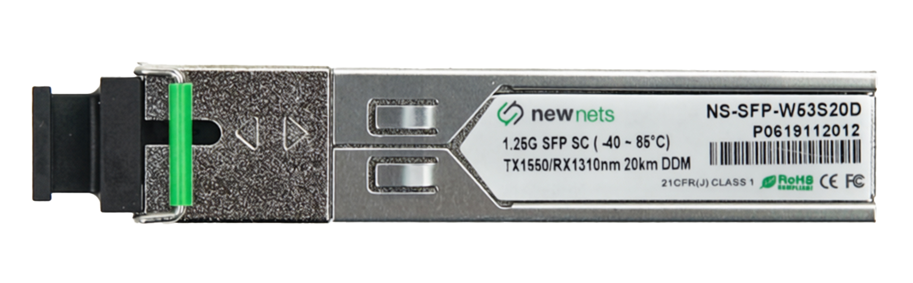 Оптический трансивер NS-SFP-1.25G-W53S20D, 1.25G Tx/Rx: 1550/1310nm 20km SC, DDM (Extended)