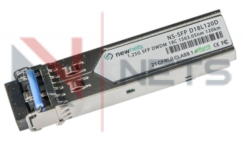 Оптический трансивер NS-SFP 1,25G DWDM, 18 канал, длина волны 1563.05nm, дальность 120km, LC, DDM