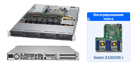 Платформа SuperMicro SYS-6018R-TDW 3.5" С612 1G 2P 1x600W