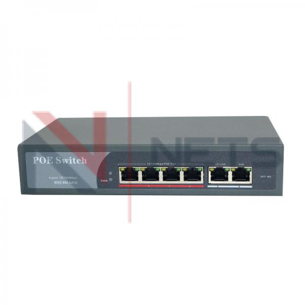 Ethernet-коммутатор NS-PS POE42, 4 порта 10/100 Base-T (POE), 2 порта 10/100 Base-T (uplink), 220V