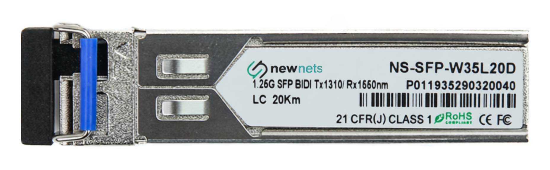 Оптический трансивер NS-SFP-1.25G-W35L20D, 1.25G Tx/Rx: 1310/1550nm 20km LC, DDM