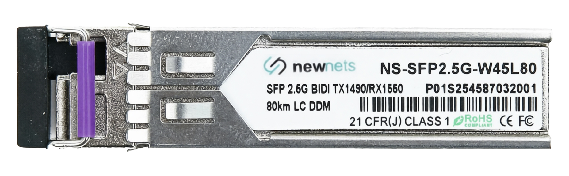 Оптический трансивер NS-SFP2.5G-W45L80D, 2.5G Tx/Rx: 1490/1550nm 80km LC, DDM