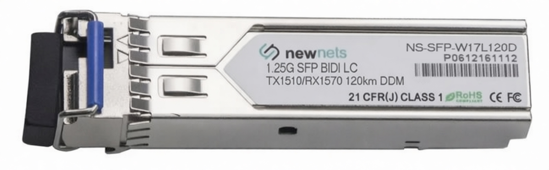 Оптический трансивер NS-SFP-1.25G-W17L120D, 1.25G Tx/Rx: 1510/1570nm 120km LC, DDM