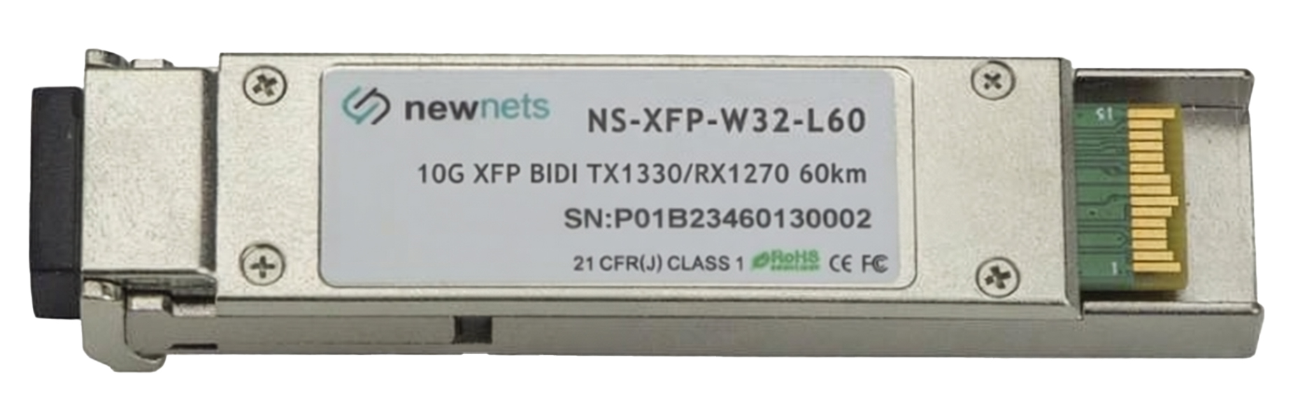 Оптический трансивер NS-XFP-W32L60D, 10G Tx/Rx:1330/1270nm 60km, LC, DDM