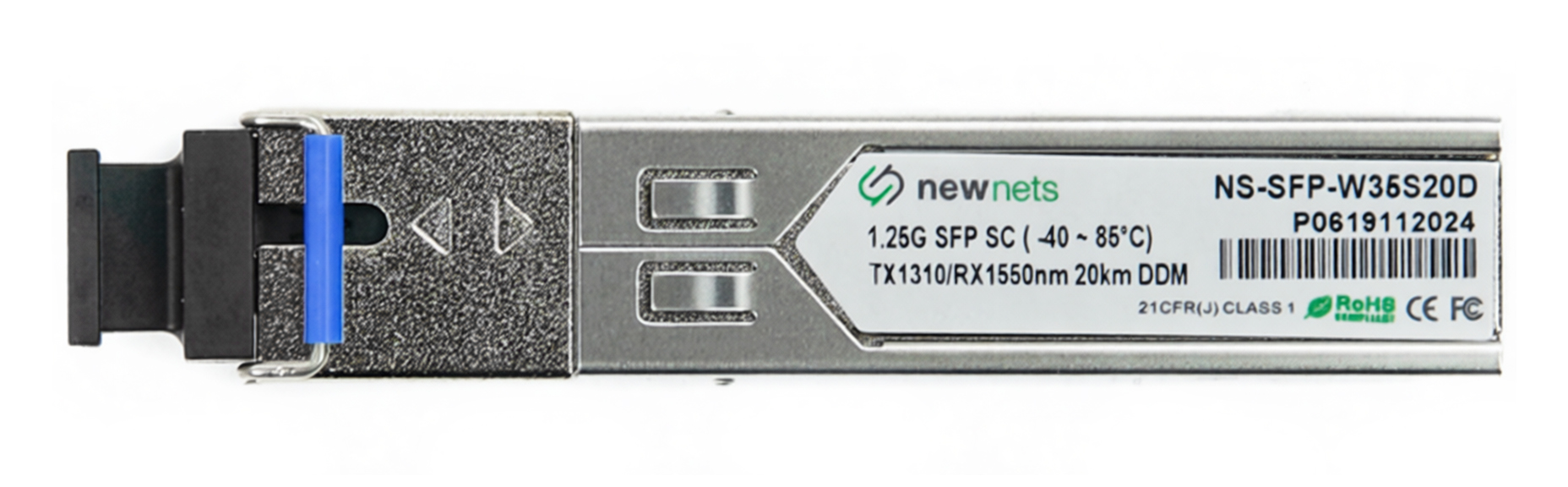 Оптический трансивер NS-SFP-1.25G-W35S20D, 1.25G Tx/Rx: 1310/1550nm 20km SC, DDM (Industrial)