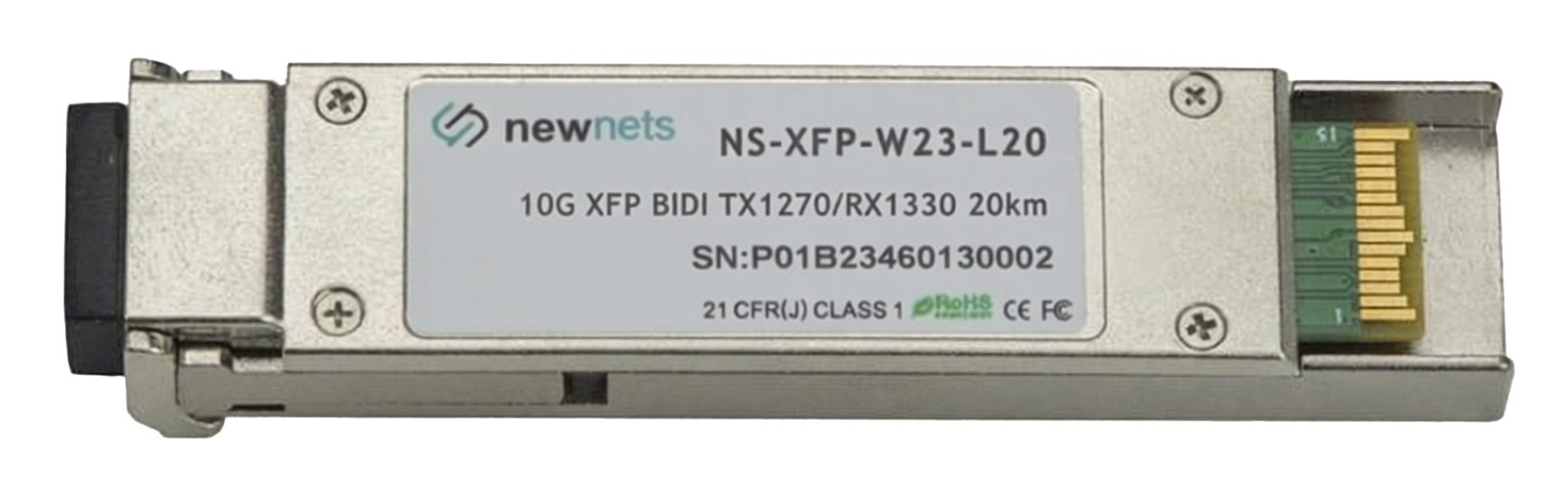 Оптический трансивер NS-XFP-W23L20D, 10G Tx/Rx:1270/1330nm 20km, LC, DDM