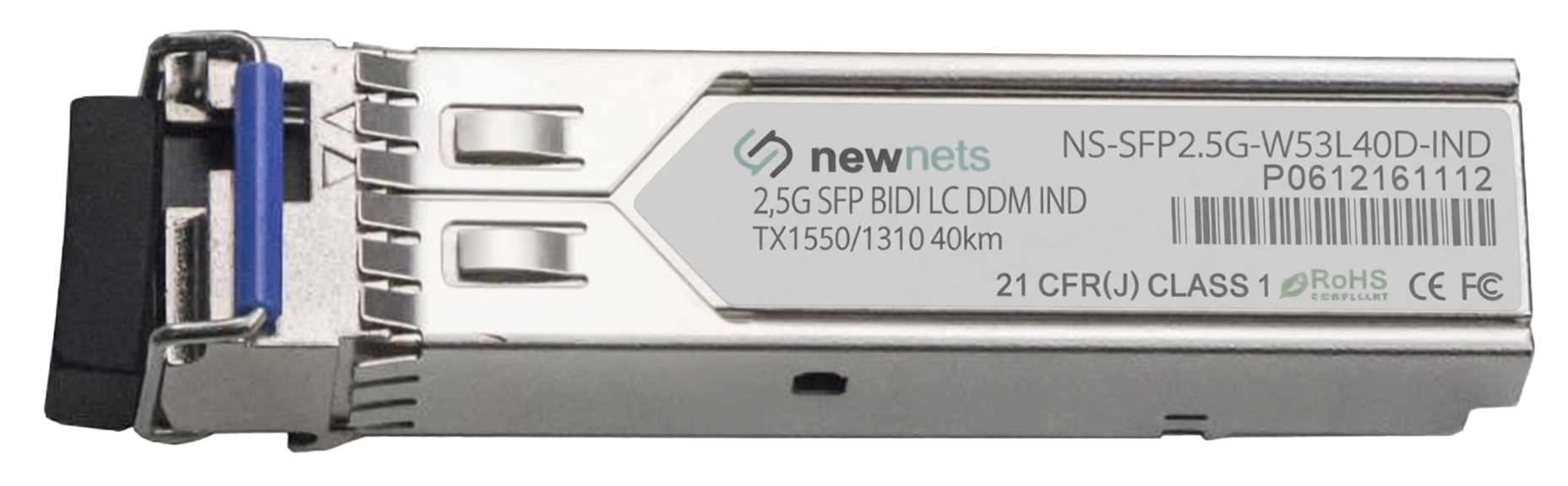 Оптический трансивер NS-SFP2.5G-W53L40D-IND, 2.5G Tx/Rx: 1550/1310nm 40km LC, DDM (Industrial)