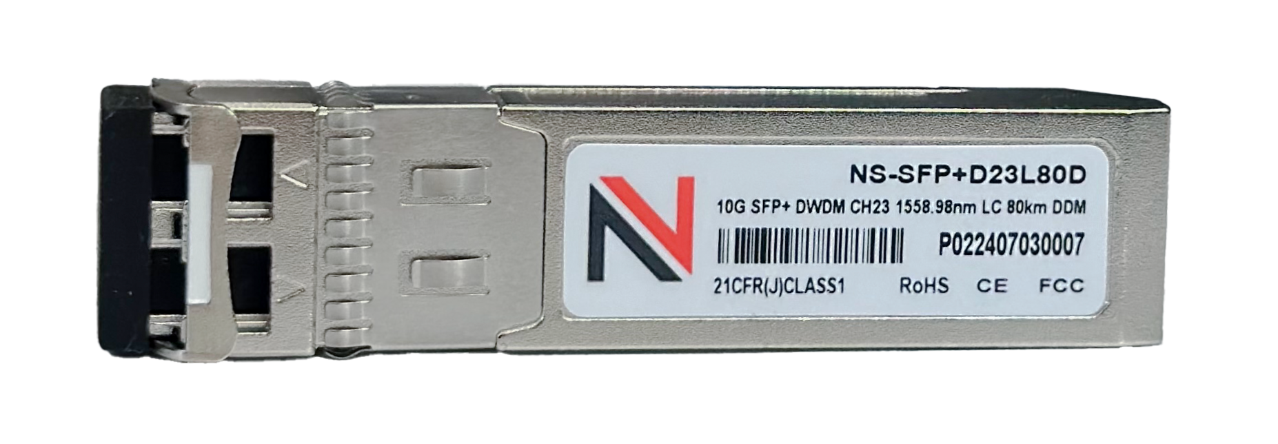 Оптический трансивер NS-SFP+ 10G DWDM, 23 канал, длина волны 1558.98nm, дальность 80km, LC, DDM