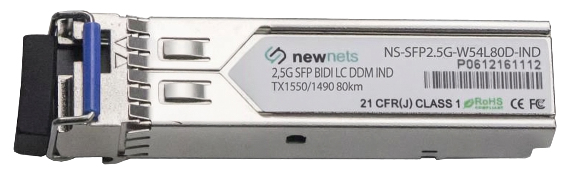 Оптический трансивер NS-SFP2.5G-W54L80D-IND, 2.5G Tx/Rx: 1550/1490nm 80km LC, DDM (Industrial)
