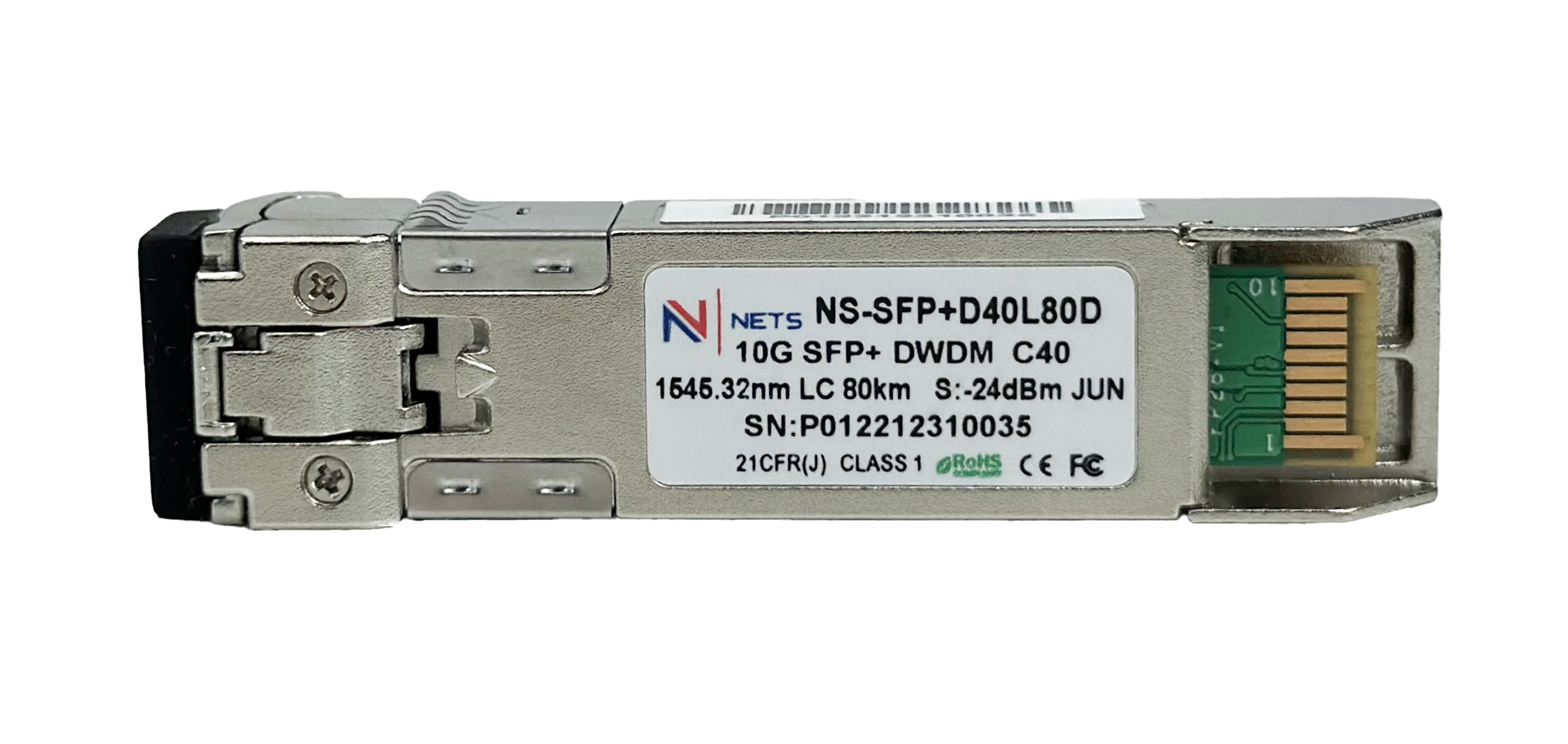 Оптический трансивер NS-SFP+ 10G DWDM, 40 канал, длина волны 1545.32nm, дальность 80km, LC, DDM
