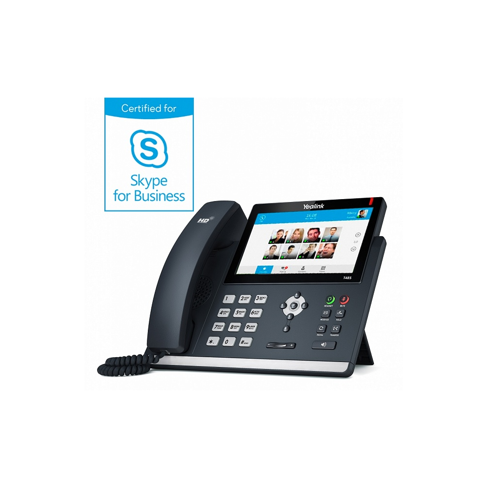 Телефоны для Skype Yealink SIP-T48S, Skype for Business, цветной сенсорный экран, PoE, GigE, без БП