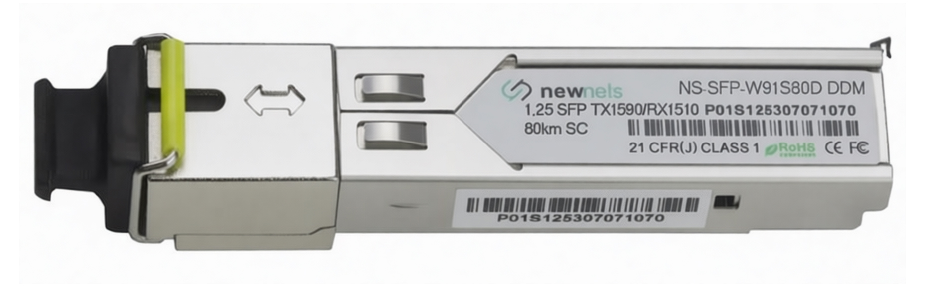 Оптический трансивер NS-SFP-1.25G-W91S80D, 1.25G Tx/Rx: 1590/1510nm 80km SC, DDM