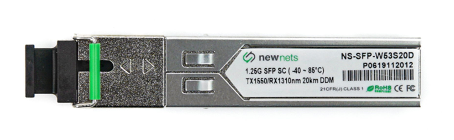 Оптический трансивер NS-SFP-1.25G-W53S20D, 1.25G Tx/Rx: 1550/1310nm 20km SC, DDM (Industrial)