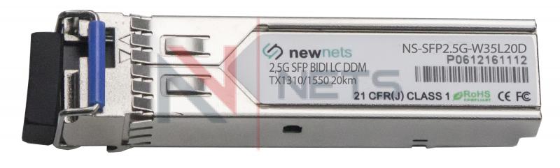 Оптический трансивер NS-SFP2.5G-W35L20D, 2.5G Tx/Rx: 1310/1550nm 20km LC, DDM