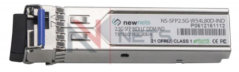 Оптический трансивер NS-SFP2.5G-W54L80D-IND, 2.5G Tx/Rx: 1550/1490nm 80km LC, DDM (Industrial)