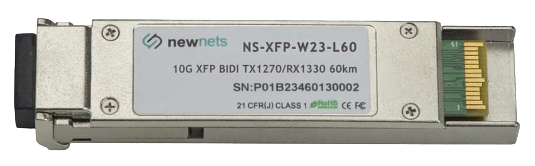 Оптический трансивер NS-XFP-W23L60D, 10G Tx/Rx:1270/1330nm 60km, LC, DDM