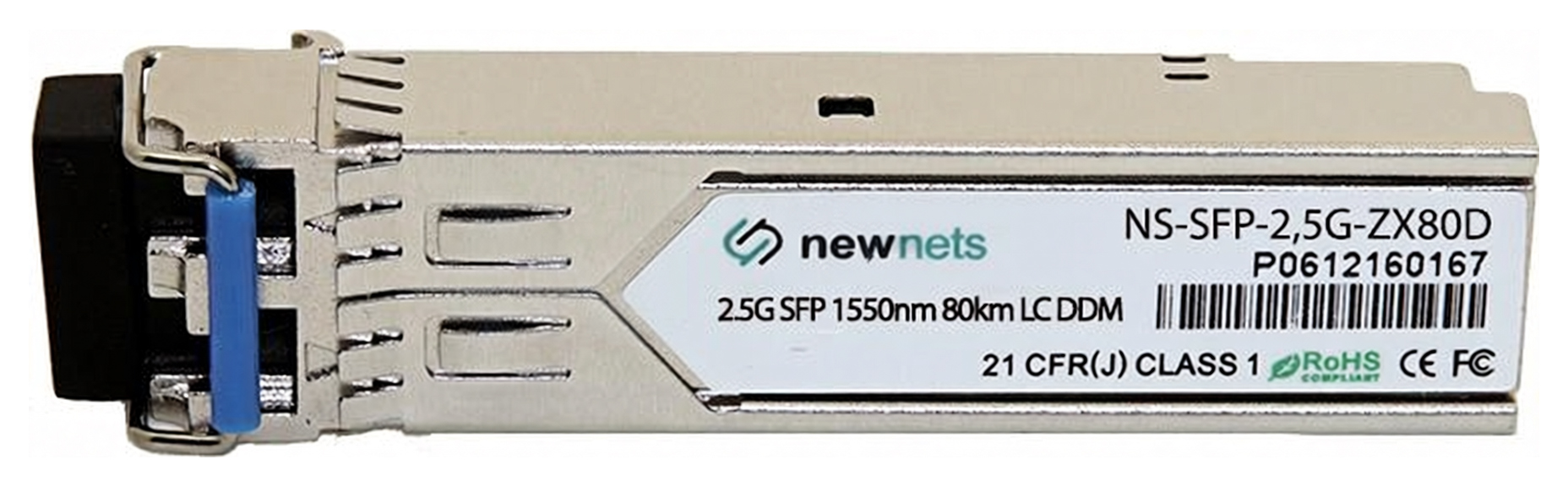 Оптический трансивер NS-SFP-2,5G-ZX80D дальность до 80km, длина волны 1550nm, LC, DDM