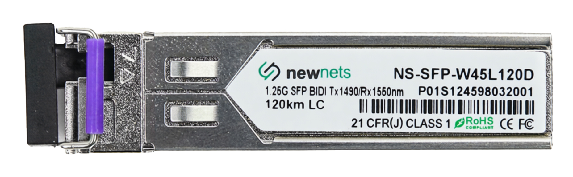 Оптический трансивер NS-SFP-1.25G-W45L120D, 1.25G Tx/Rx: 1490/1550nm 120km LC, DDM