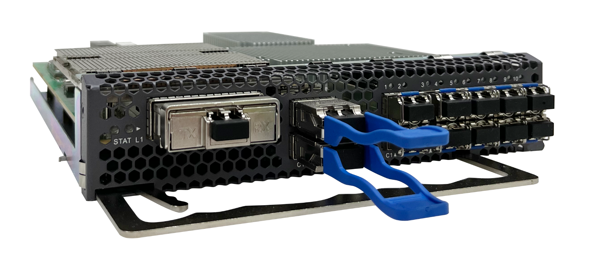 Карта Coherent Muxponder, 1 порт CFP2 200G в 10 портов SFP 10G и 2 порта QSFP 100G OEO